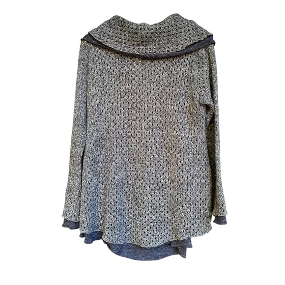 Soft Surroundings Sweater Women’s Gray Open Knit Lined Cowl Neck L - Picture 2 of 3